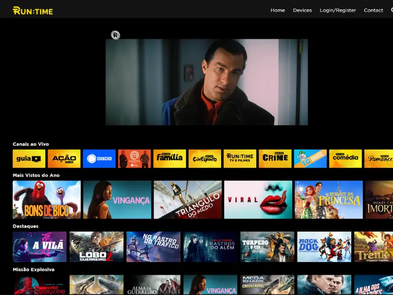 Runtime com telenovelas e séries para teste IPTV grátis